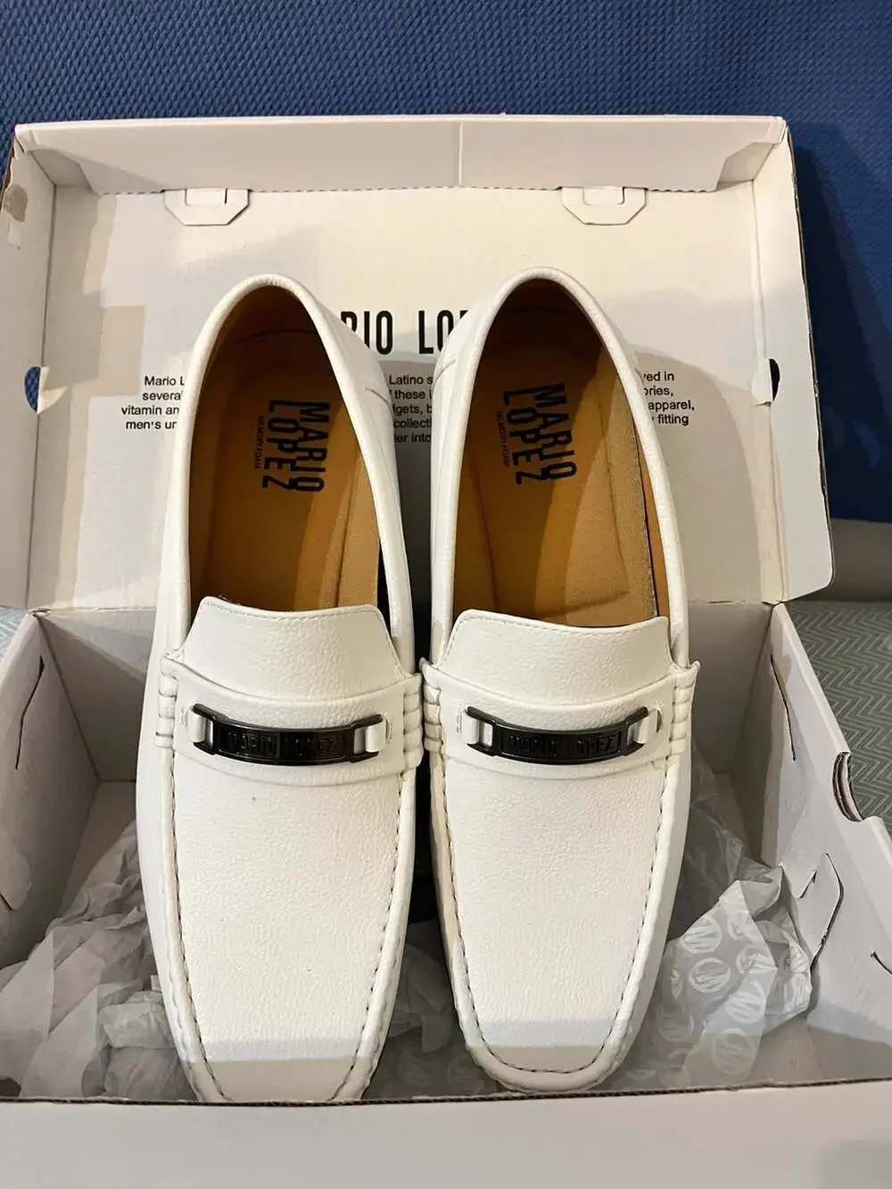 Mario Lopez Men's White Dress Loafers Shoes with Box 001-0033